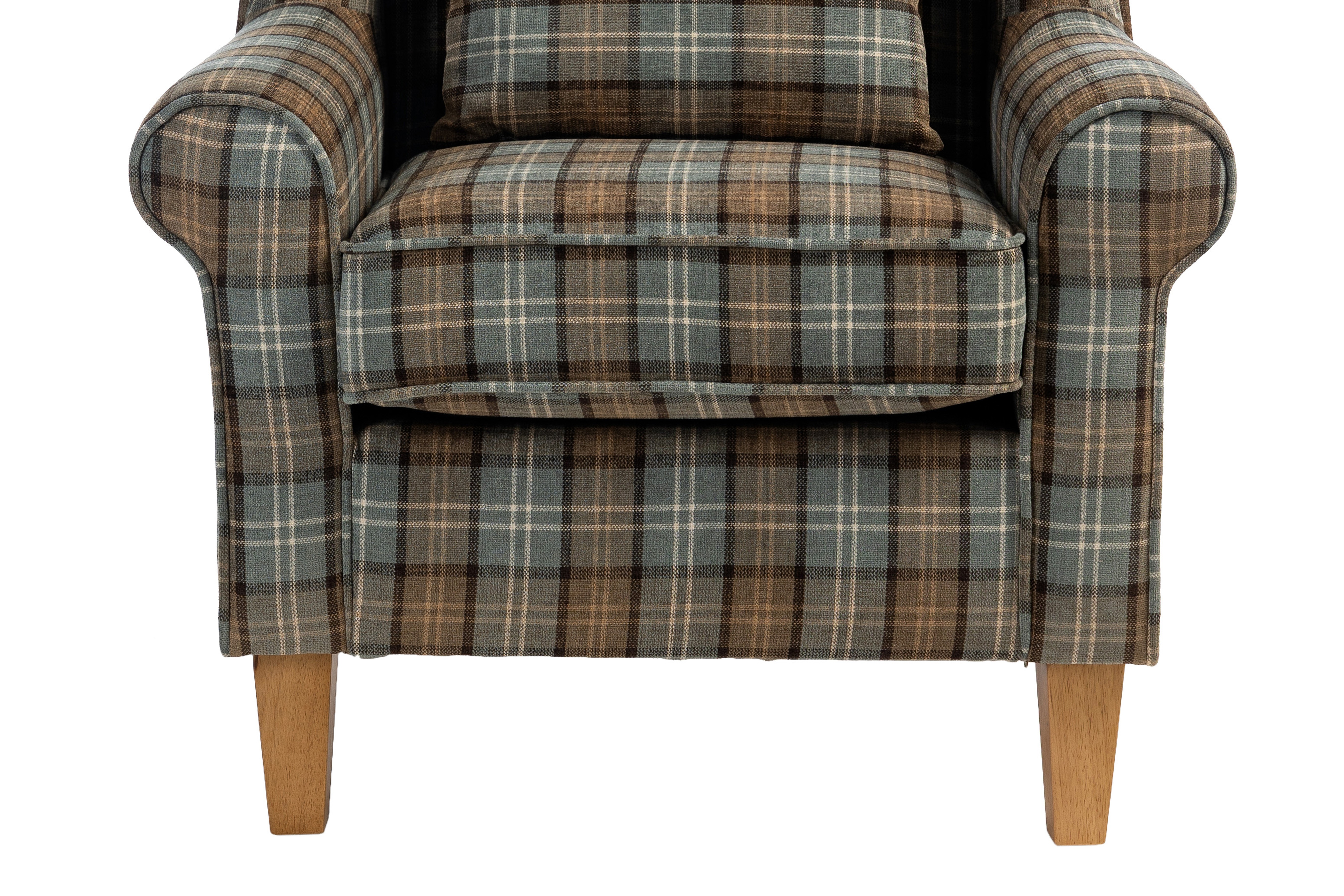 Motcomb Armchair and Footstool with Scatter Cushion